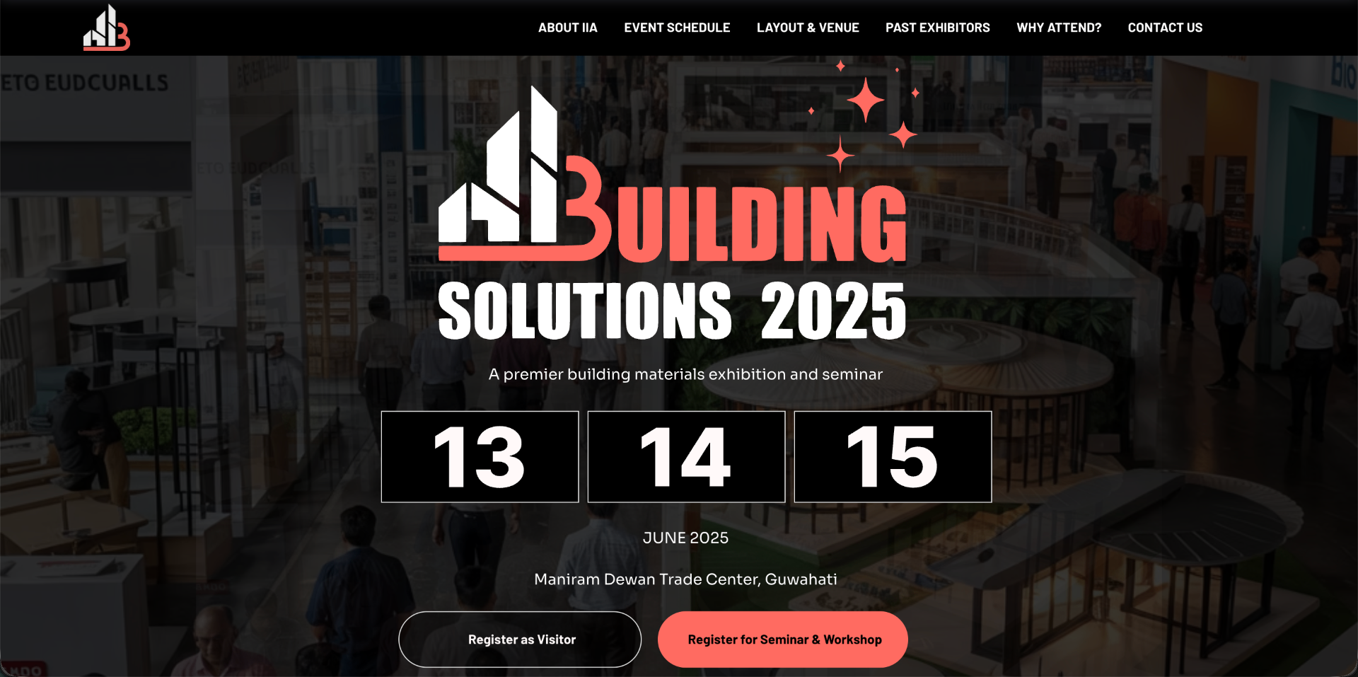 Building Solutions 2025 website on laptop